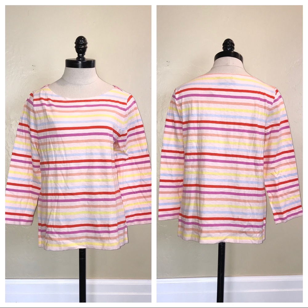 J Crew Classic Multicolor Striped Boatneck T-Shirt Size Medium
